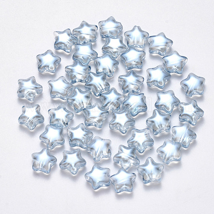 Transparent Spray Painted Glass Beads GLAA-R211-04-G02-1