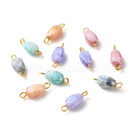 Perles de verre craquelées peintes au four opaques liens connecteurs PALLOY-JF01238-1