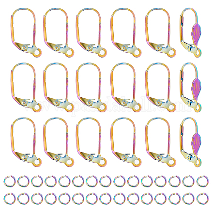 Dicosmetic 50 pz colore arcobaleno 304 risultati dell'orecchino a leva in acciaio inossidabile DIY-DC0001-52-1