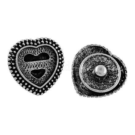 Argent antique style tibétain boutons en laiton de tonalité d'accrochage X-BUTT-A25125-AS-FF-1