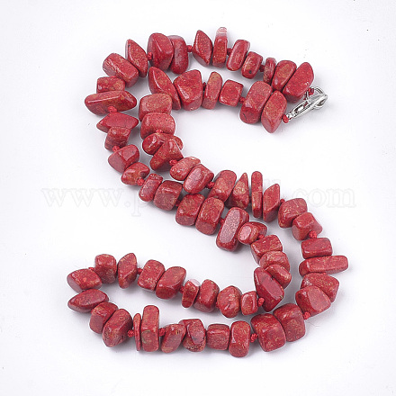 Colliers de perles de corail de bambou de mer (imitation corail) NJEW-S414-18-1