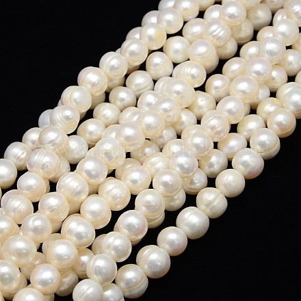 Grado de hebras de perlas de agua dulce cultivadas naturales PEAR-L001-B-10-01-1