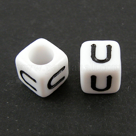 Perles européennes de lettre en acrylique OPDL-R050-10mm-U-1