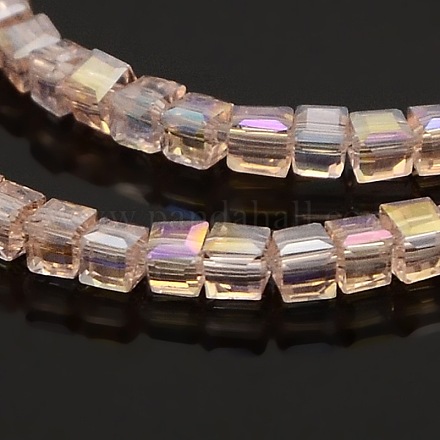 AB Color Plated Glass Faceted Cube Beads Strands GLAA-A031-2mm-AB02-1