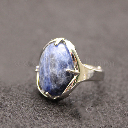 Oval Natural Sodalite Adjustable Ring FIND-PW0021-05P-1