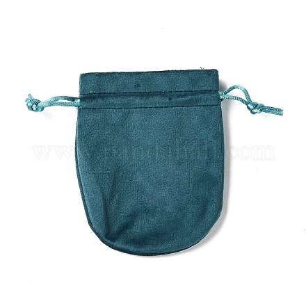 ベルベットの収納袋  巾着袋包装袋  オーバル  ティール  12x10cm ABAG-H112-01C-06-1