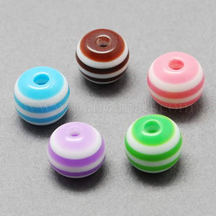 Round Striped Resin Beads RESI-R158-12mm-M-1