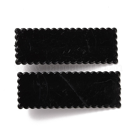 長方形のプラスチックワニのヘアクリップ  女性と女の子のための髪留め  プラチナトーン鉄パーツ  ブラック  55x20x10mm PHAR-F014-01A-1