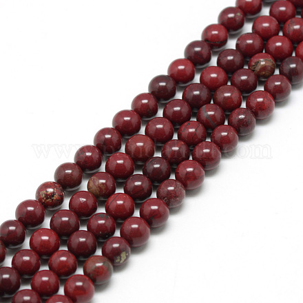 Jaspe rouge naturel ronde perles brins X-G-E334-8mm-01-1