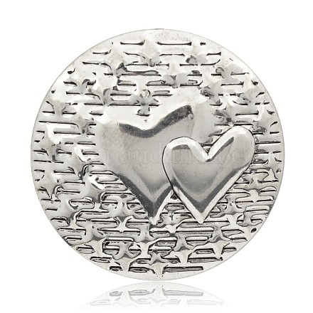 Carved Heart Iron Flat Round Pendants IFIN-J033-24AS-1