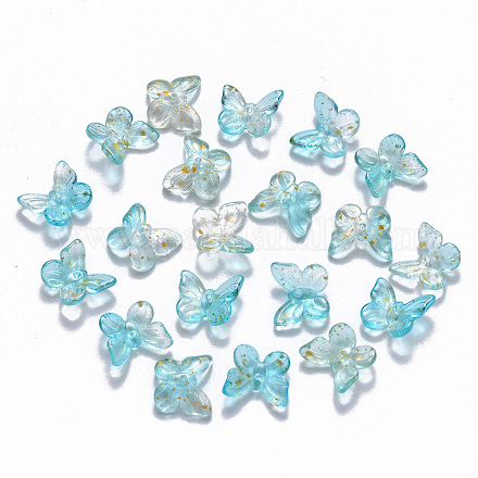 Two Tone Transparent Spray Painted Glass Charms X-GLAA-T016-22B-1
