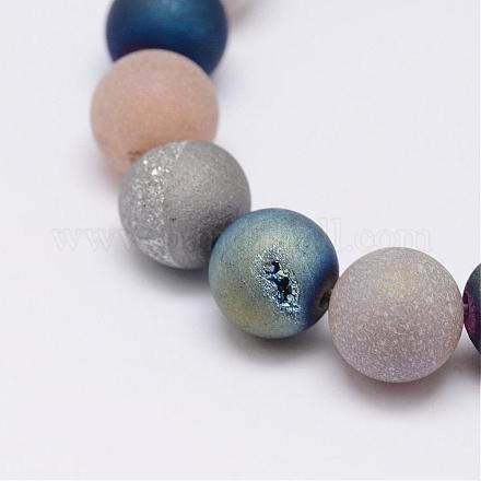 Galvanisieren natürliche Achat Perle Stränge G-J349-A-8mm-1