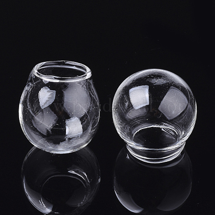 手作り吹きガラスグローブボールボトル  ガラスバイアルペンダント作り用  ラウンド  透明  21~22x19~20mm  半分穴：8.5mm BLOW-T001-30A-1