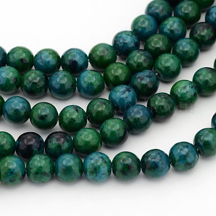 Brins de perles turquoise (jaspe) teints et jaunes naturels GSR10MMC094-1