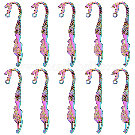 サニークルー 10 個合金ブックマークパーツ  人魚の形  虹色  81.5x22x2mm  穴：2.5mm AJEW-SC0002-28-1