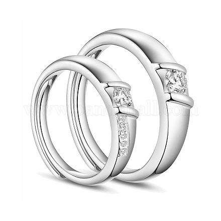Shegrace ajustable 925 anillos de dedo de pareja de plata esterlina JR417A-1