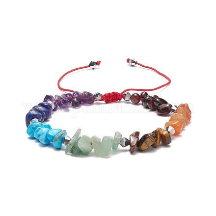 Bracelet de perles tressées avec des éclats de pierres précieuses mélangées naturelles et synthétiques BJEW-JB08631-1