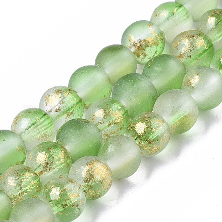 Brins de perles de verre peintes à la bombe givrée GLAA-N035-03A-C02-1
