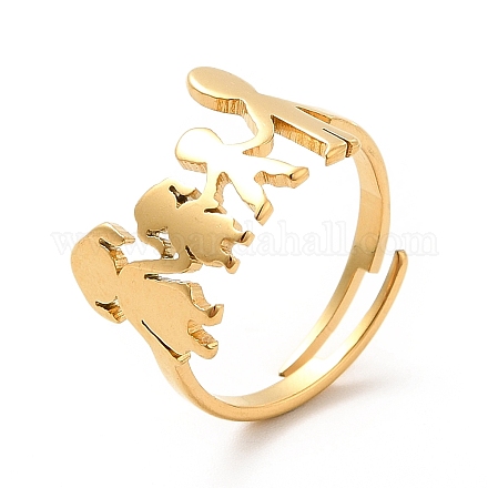 Ионное покрытие (ip) 201 семейное регулируемое кольцо из нержавеющей стали для женщин RJEW-F131-03G-1