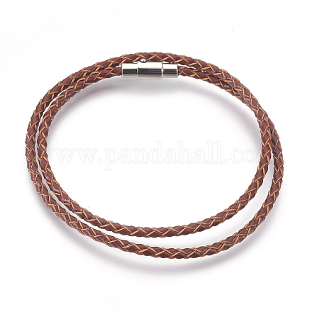 Cuero trenzado cordón envolver pulseras / collares BJEW-JB03918-02-1