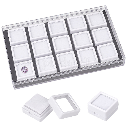 15 pièces mini ensembles de boîtes de fenêtre en verre acrylique carré CON-WH0088-43B-1