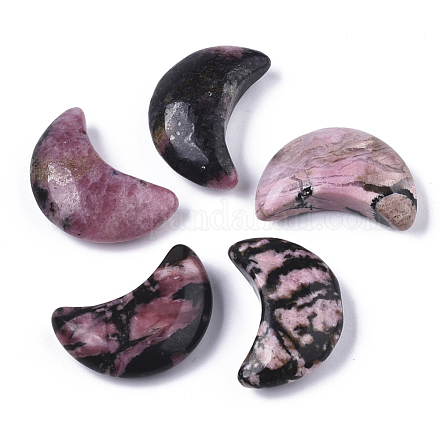 Piedras de palma de bolsillo de cristal curativo de rodonita natural en forma de luna G-T132-001F-1