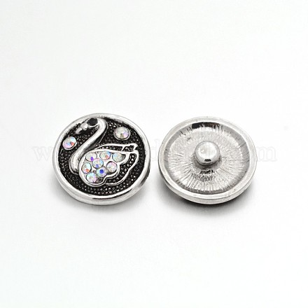Плоские круглые с лебедем сплава кнопках горный хрусталь ювелирные изделия SNAP-D003-38-NR-1