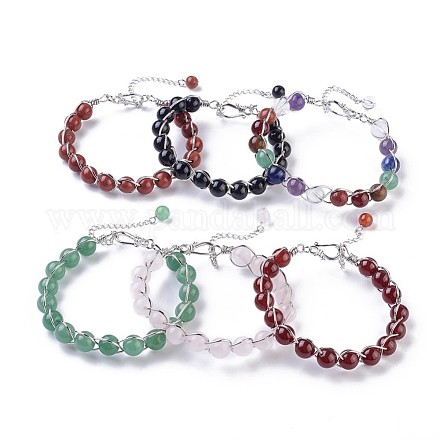 Bracelets en pierre de perles naturelles mixtes BJEW-F386-01-1
