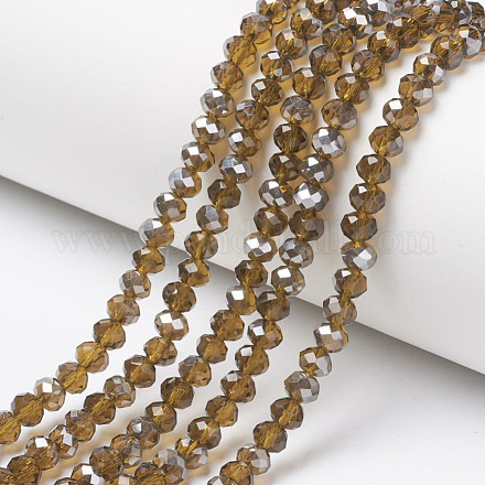 Electroplate Transparent Glass Beads Strands EGLA-A034-T6mm-E16-1
