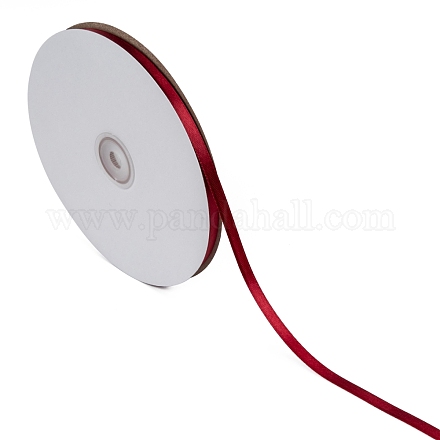 片面ソリッドカラーサテンリボン  結婚式用のクリスマスリボン  ギフト包装  弓製作  暗赤色  2/8インチ（6~7mm）  約100ヤード/ロール（91.44メートル/ロール） SRIB-S052-6mm-033-1