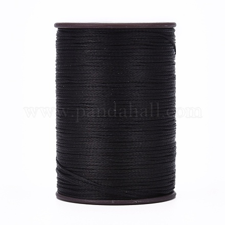 平らなワックス糸ストリング  マイクロマクラメコード  革縫い用  ブラック  0.8mm  約109.36ヤード（100m）/ロール YC-P003-A10-1