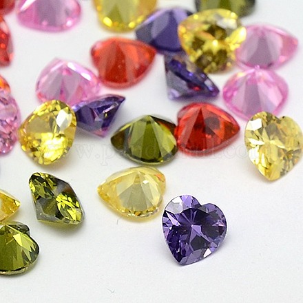Mixed Grade A Heart Cubic Zirconia Pointed Back Cabochons X-ZIRC-M005-10mm-1