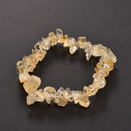 Chips de citrine naturelle (teintée et chauffée) bracelets extensibles perlés BJEW-JB01826-08-1