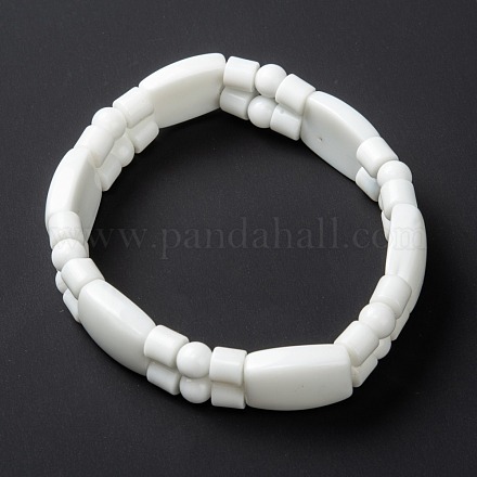 Opaque Glass Beads Stretch Bracelets BJEW-I296-03-1