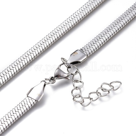 Unisex 304 Stainless Steel Herringbone Chain Necklaces NJEW-O119-01B-P-1