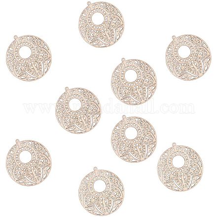 PH PandaHall 30 pcs 60mm Flat Round Undyed Hollow Wood Big Pendants for Earring Necklace Jewelry DIY Craft Making Tree Ornaments Hanging Ornament Decorations WOOD-PH0008-40-1