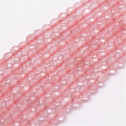 Chapelets de perles en verre de quartz de cerise G-D840-43-4mm-1