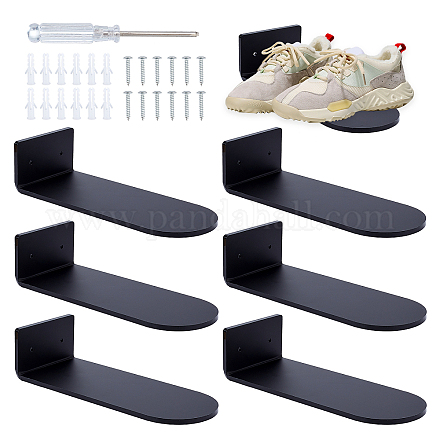アクリル吊り靴ラック  プラスチックプラグと鉄ネジ付き  ブラック  203x76.5x51mm AJEW-WH0013-65-1