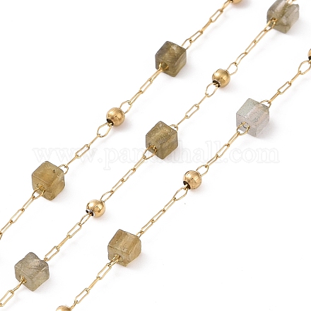 Quadratische Perlenketten aus natürlichem Labradorit AJEW-SZ0002-43E-1
