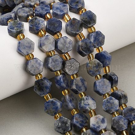 Natürliche blaue Fleck Jaspis Perlen Stränge&nbsp;G-F833-B16-01-1