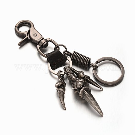 Antique Silver Tone Alloy Claw Key Chains KEYC-I013-03B-1