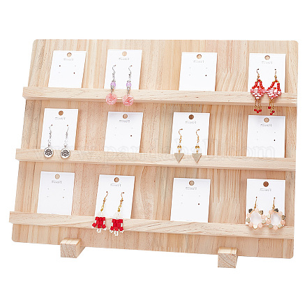 3-Tier Rectangle Wooden Earring Display Card Stands EDIS-WH0029-78-1