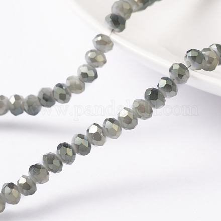 Faceted Rondelle Electroplate Imitation Jade Glass Bead Strands X-EGLA-D020-4x3mm-46-1