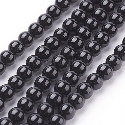 Chapelets de perles en tourmaline naturelle G-G099-4mm-11-1