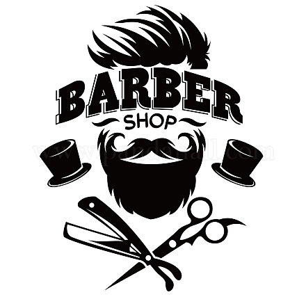 SUPERDANT Hairdressing Theme Vinyl Wall Stickers Barber Shop Wall Decal Wall Art Stickers for Home Bedroom Living Room Decorations DIY-WH0228-267-1