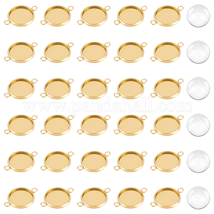 Unicraftale 30 juegos de eslabones en blanco de acero inoxidable de 12 mm con cabujones ajuste del conector de cabujón bandejas de bisel colgante bandejas de oro en blanco para la fabricación de joyas de cabujón agujero de 2 mm STAS-UN0005-22-1