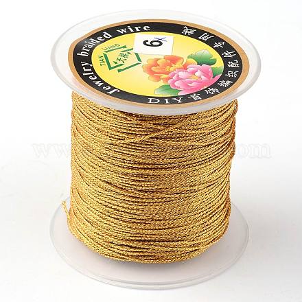 丸いメタリック糸  刺しゅう糸  9プライ  ゴールド  0.8mm  約65.61ヤード（60m）/ロール MCOR-L001-0.8mm-56-1
