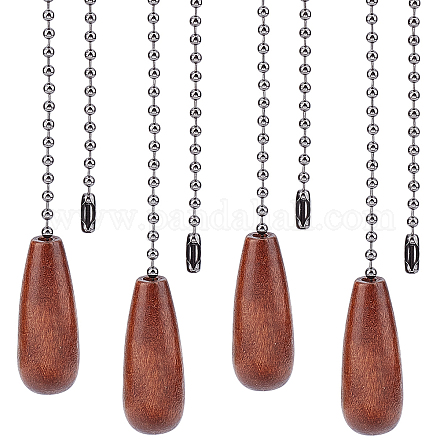 GORGECRAFT 4 PCS Ceiling Fan Pull Chains Set Walnut Wooden Pull Chain Extension with Gunmetal Iron Ball Chains for Ceiling Light Fan Chain(Coconut Brown) FIND-GF0002-67-1