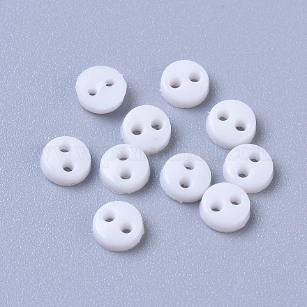 ナイロン小さなボタン  マイクロボタン  縫製のボタン  2穴  ホワイト  4.5x1.5mm  穴：0.8mm X-BUTT-WH0014-28K-1