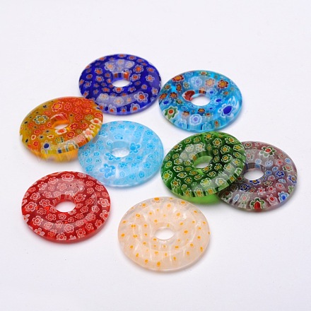 Pendentifs en verre donut / pi disque millefiori X-LK-N001-10-1